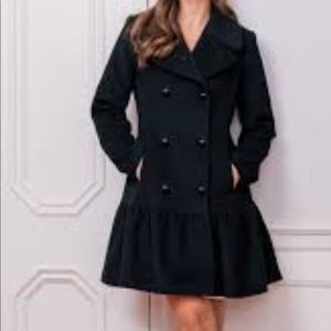 NWT Gal Meets Glam Amanda Peacoat w/ Peplum Hem XS